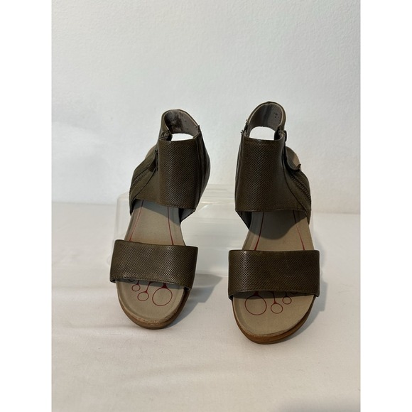 Bionica Palotina Green Leather Sandals Size 8 Ankle Wrap Side Zip Non Slip - Picture 2 of 7